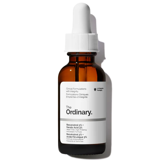 The Ordinary Resveratrol 3% + Ferulic Acid 3% antioxidant serum for brightening and environmental support